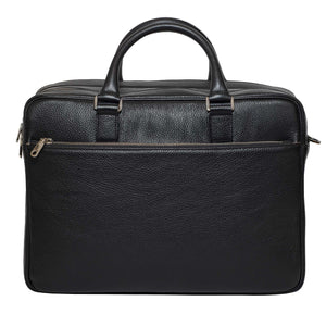 DiLoro Italian Leather Briefcases for Men | Made in Italy - Front View with zippered full length pocket