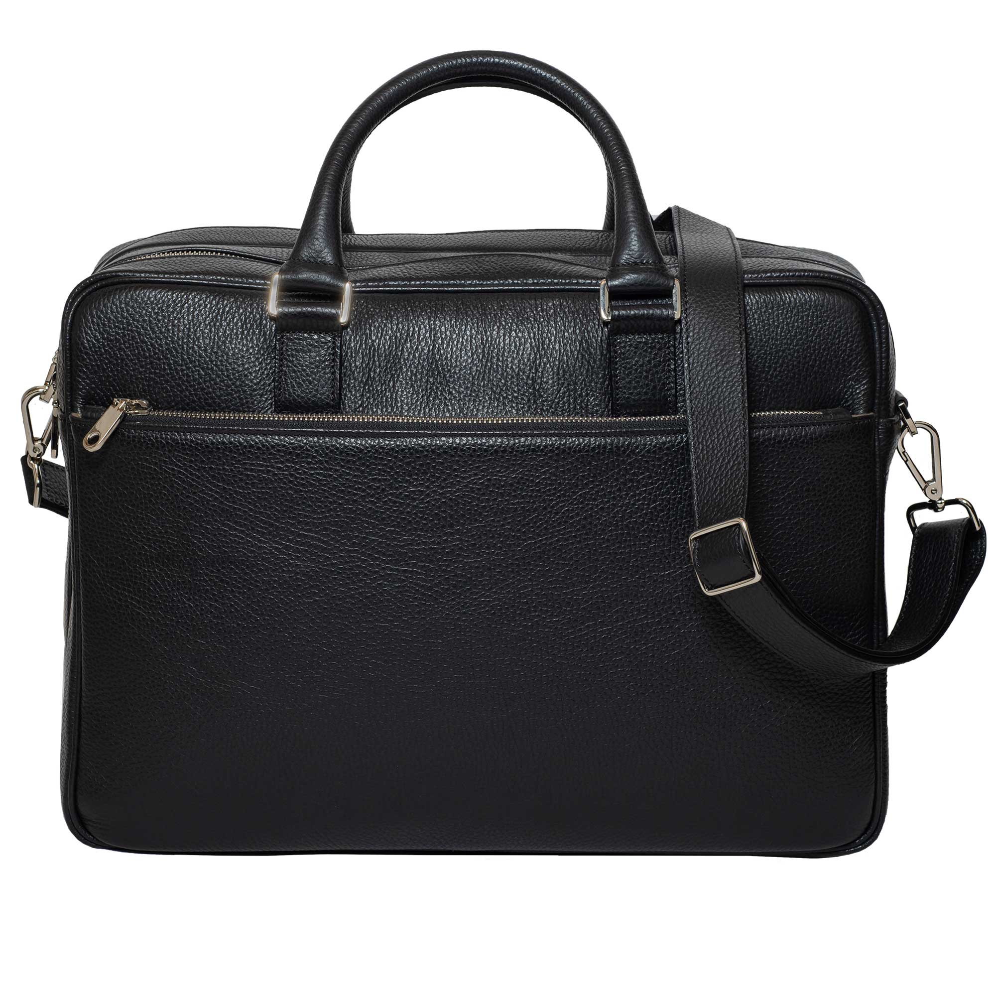 DiLoro Italian Leather Briefcases for Men | Made in Italy - Front View with Strap
