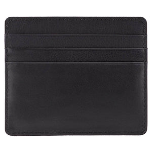 Black Nappa DiLoro Leather Ultra Slim RFID Blocking Minimalist Travel Card Wallet - Back View (Empty)