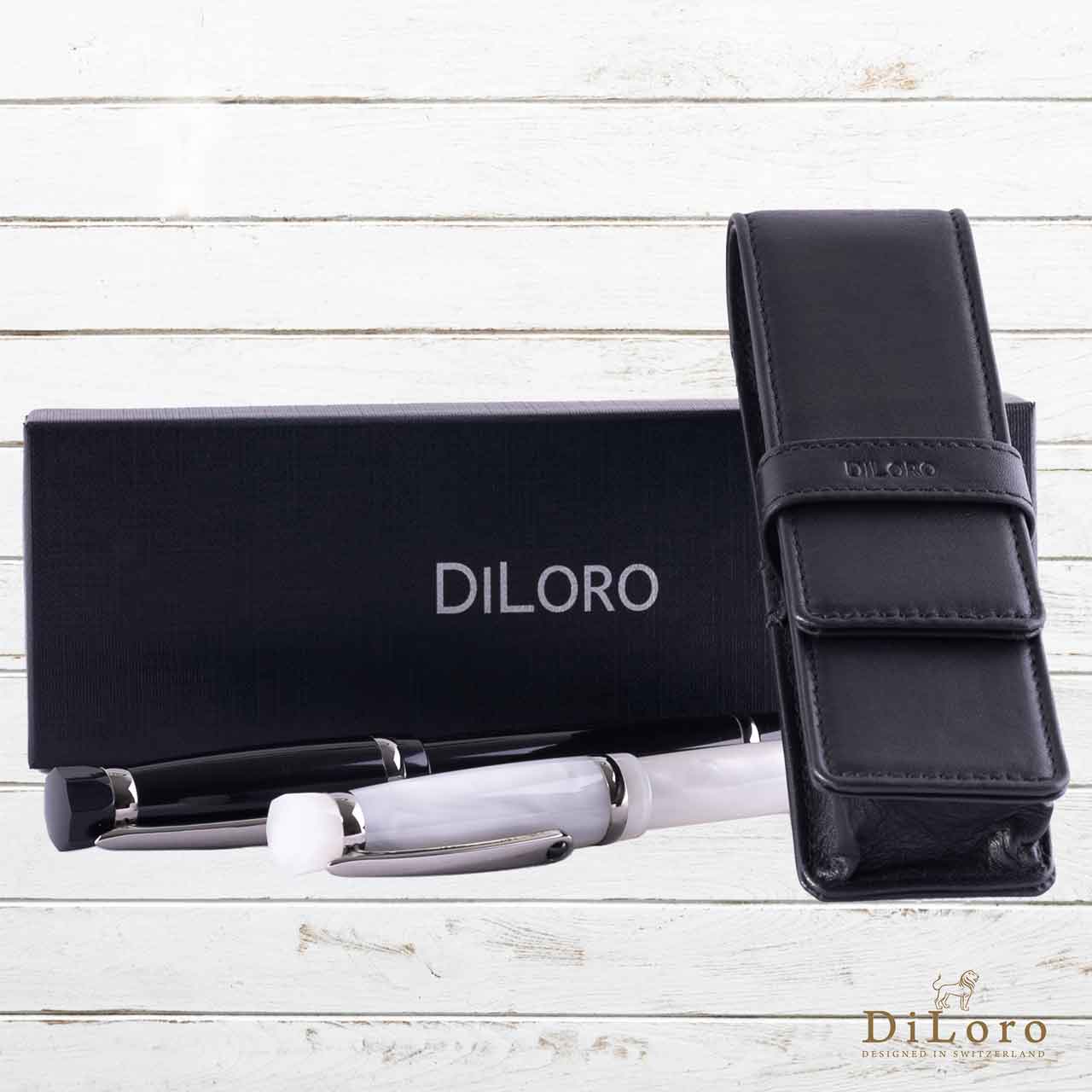 Double Fountain Pen Pencil Holder in Full Grain Leather - DiLoro Leather