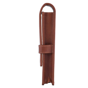 DiLoro Double Pen Case Holder in Top Quality, Full Grain Nappa Leather - Bugatti Tan, Profile View