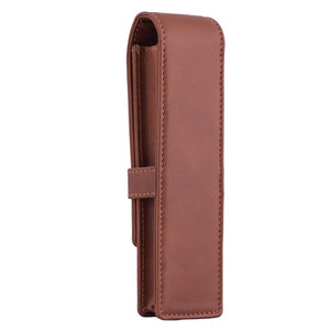 DiLoro Double Pen Case Holder in Top Quality, Full Grain Nappa Leather - Bugatti Tan, Partial Back View