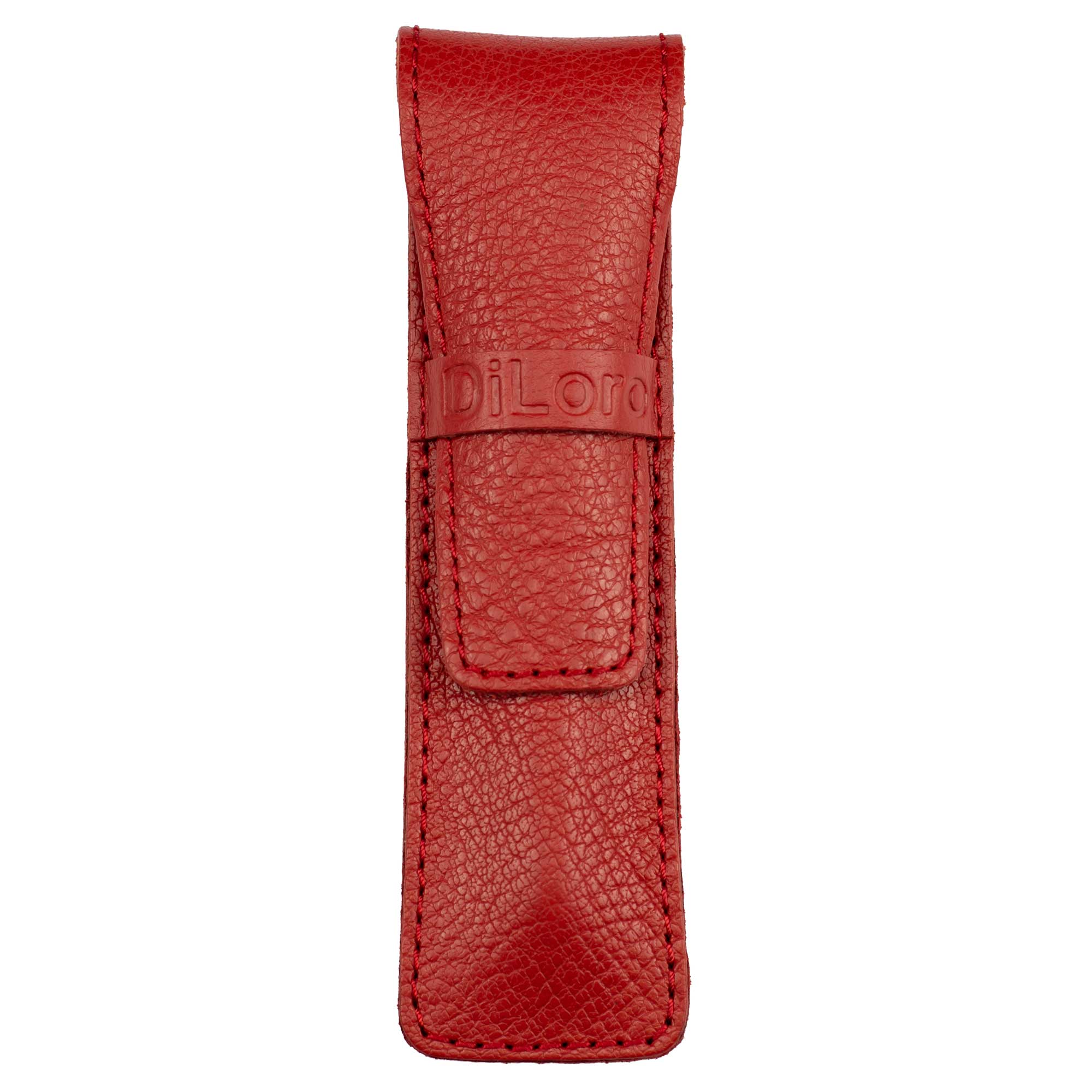 DiLoro Single Leather Pen Holder in Venetian Red, Full Grain Leather