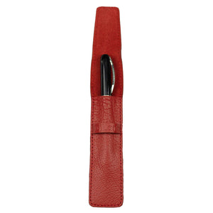 DiLoro Single Leather Pen Holder in Venetian Red, Full Grain Leather