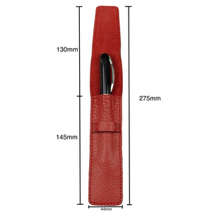 DiLoro Single Leather Pen Holder in Venetian Red, Full Grain Leather - Dimensions