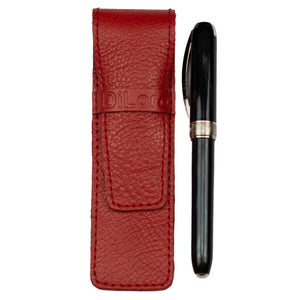 DiLoro Single Leather Pen Holder in Venetian Red, Full Grain Leather - With Pen (not included)