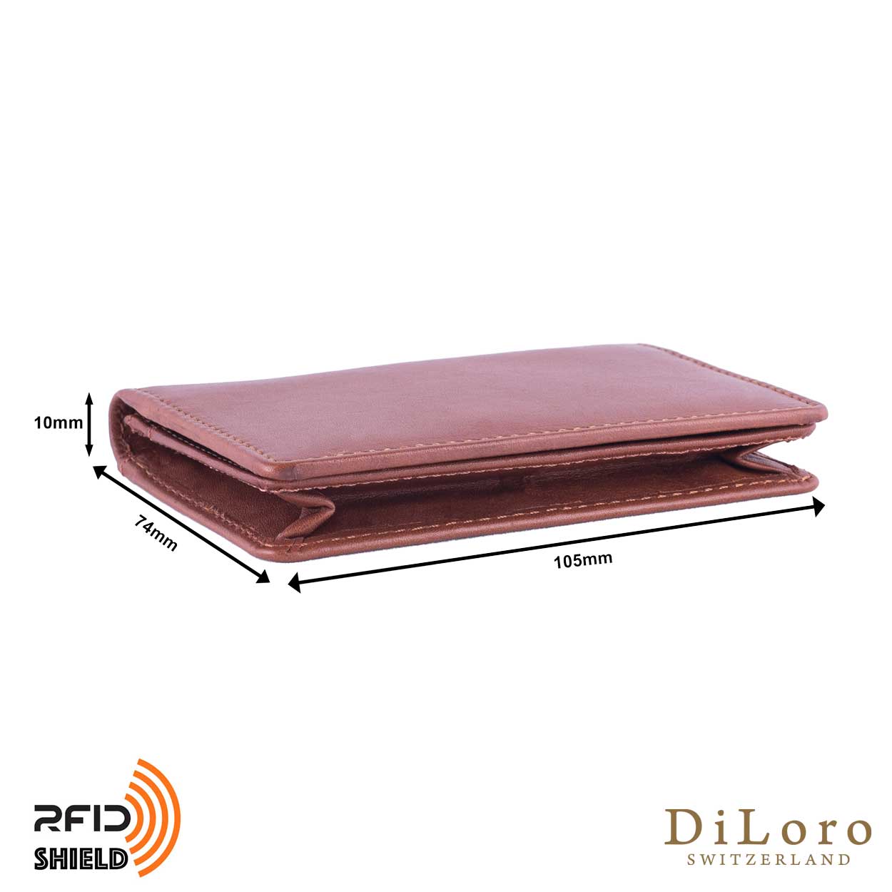 DiLoro Men's Bifold Leather Wallet Bugatti Tan