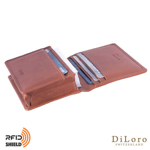 DiLoro Men's Bifold Leather Wallet Bugatti Tan