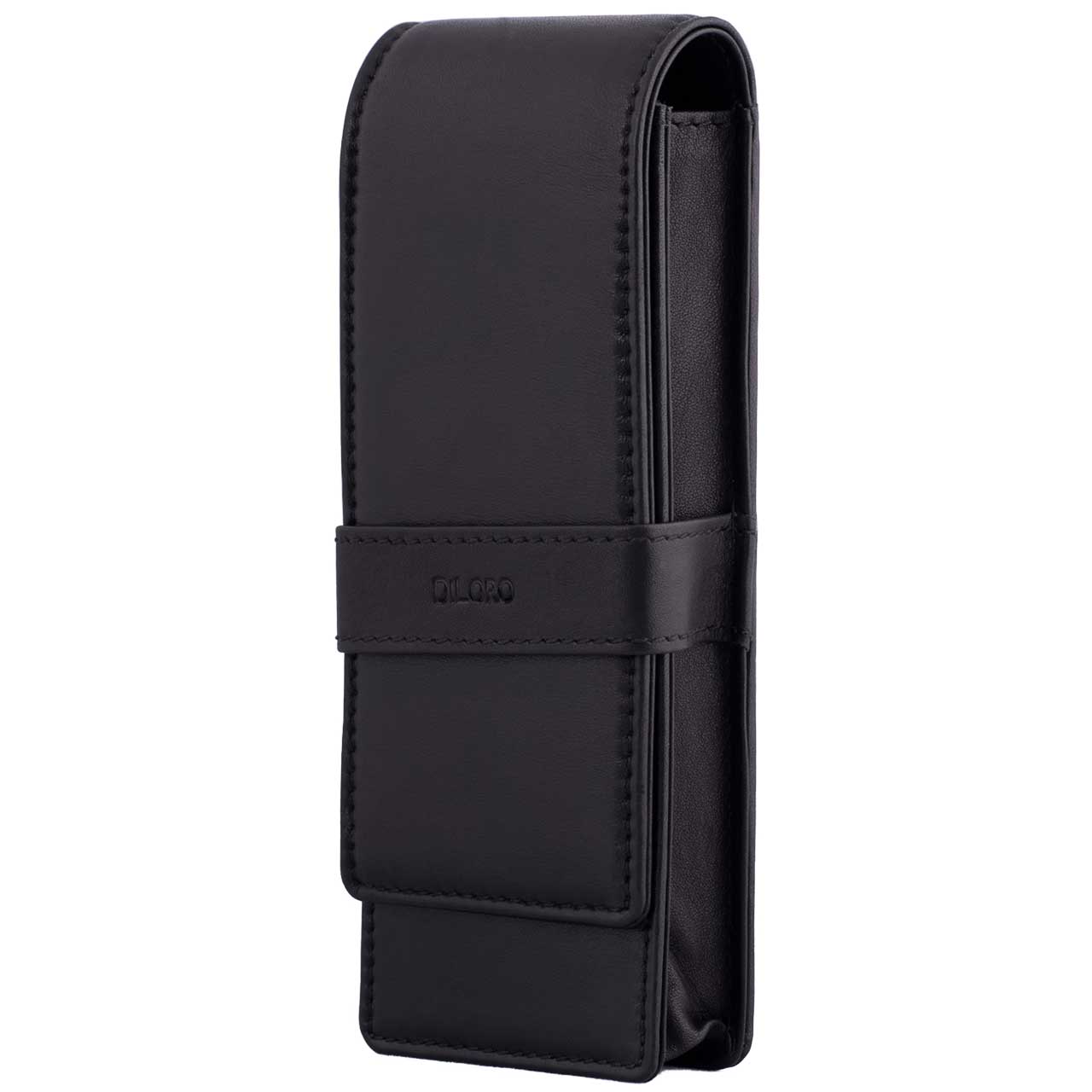 DiLoro Leather Triple Pen and Pencil Holder - Black Side 1