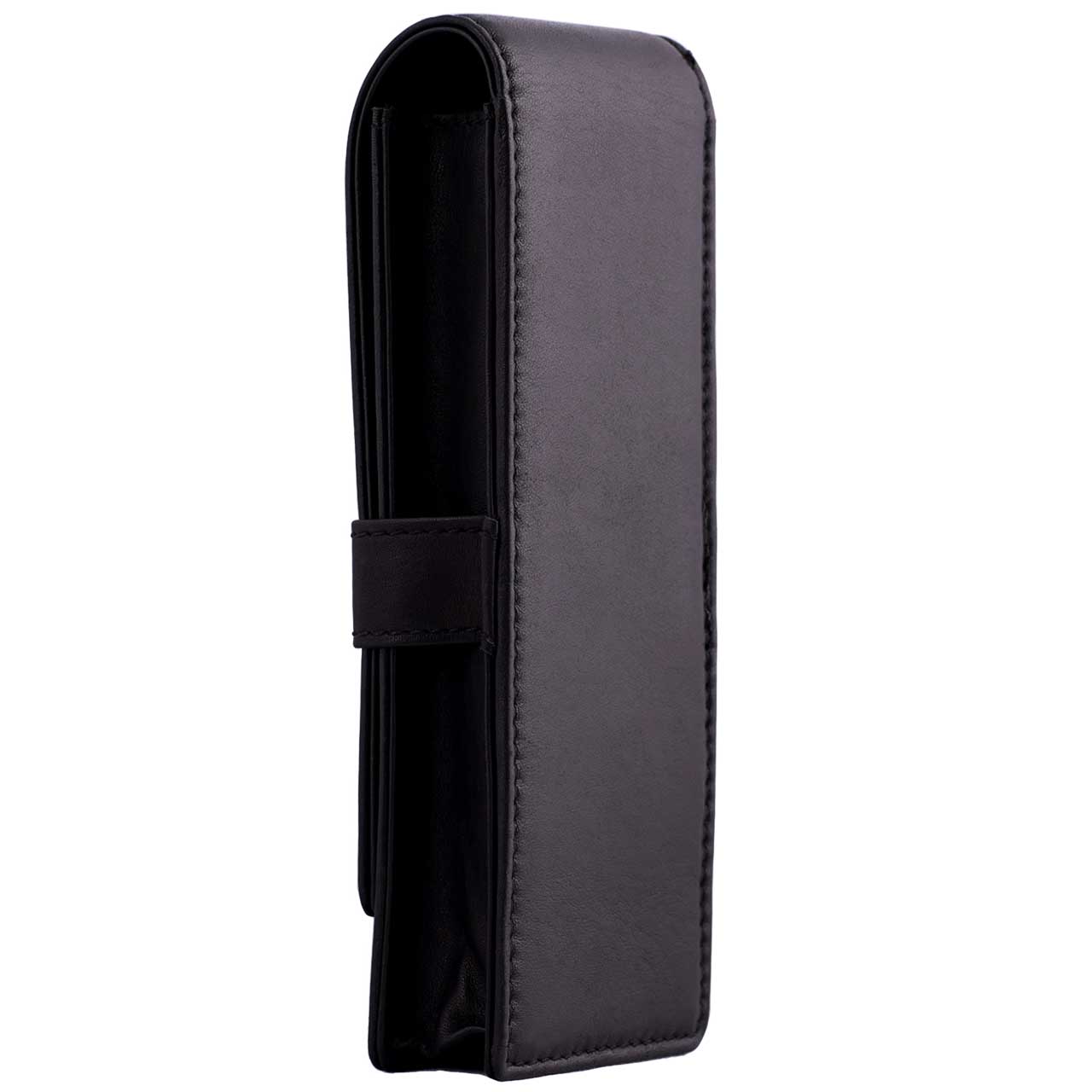 DiLoro Leather Triple Pen and Pencil Holder - Black Side 3