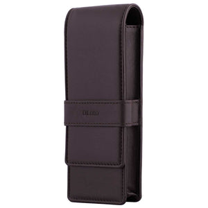 DiLoro Leather Triple Pen and Pencil Holder - Dark Brown Side 1