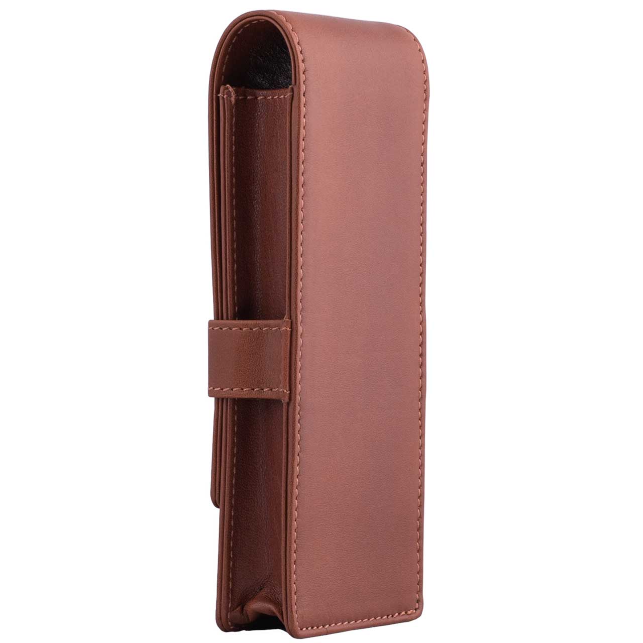 DiLoro Leather Triple Pen and Pencil Holder - Bugatti Tan Side 4