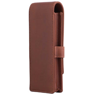 DiLoro Leather Triple Pen and Pencil Holder - Bugatti Tan Side 5