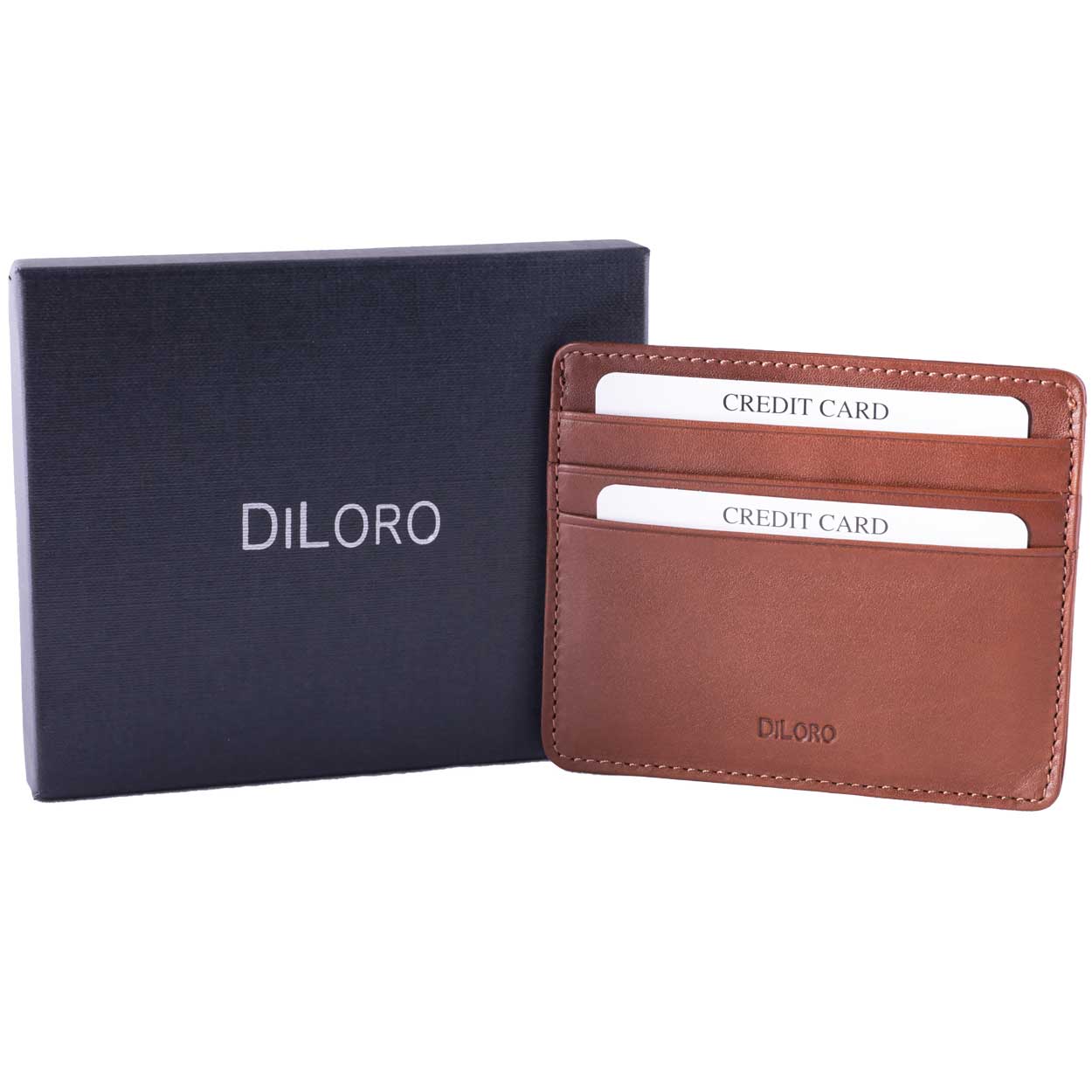 DiLoro Ultra Slim Mens Leather Credit Card Holder Wallet