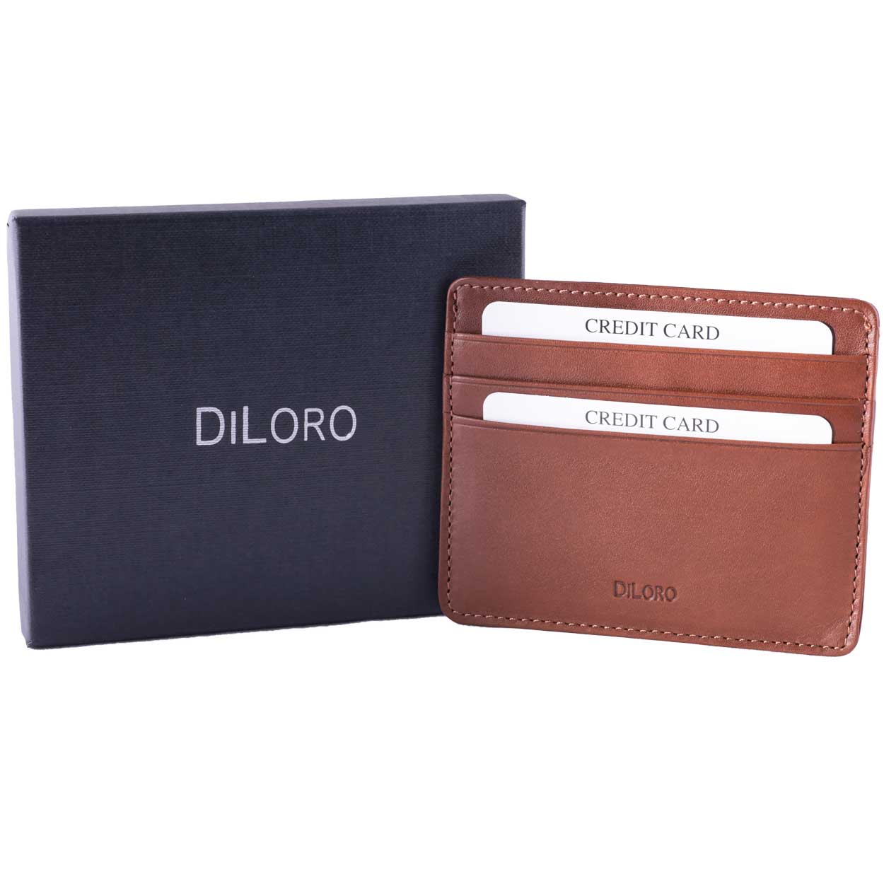 Bugatti Tan Nappa DiLoro Leather Ultra Slim RFID Blocking Minimalist Travel Card Wallet - Gift Box Card Wallet as shipped