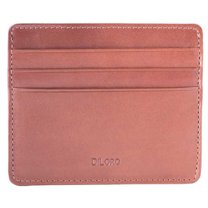 Bugatti Tan Nappa DiLoro Leather Ultra Slim RFID Blocking Minimalist Travel Card Wallet - Front View (Empty)