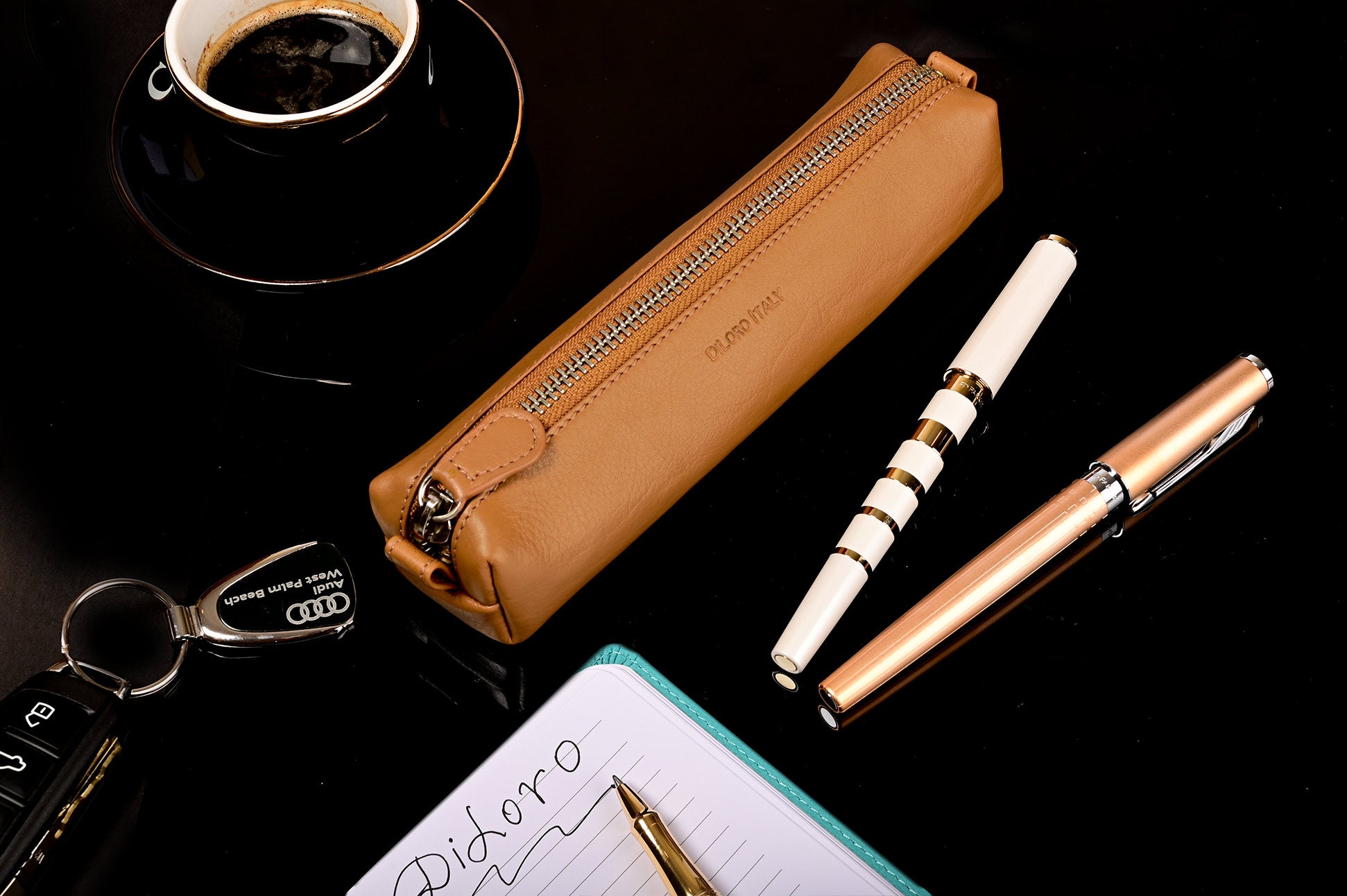 DiLoro Pencil Case, Pencil Pouch, Pen Holder, Cute Pencil Cases Bugatti Tan