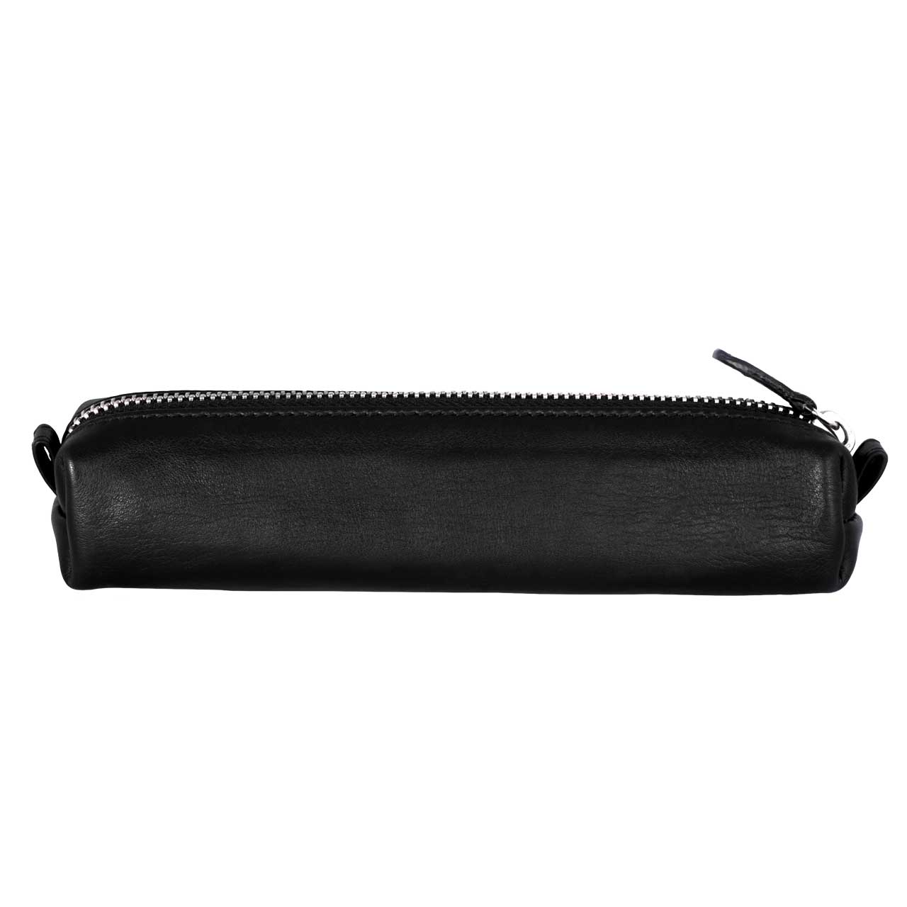 Multi-Purpose Zippered Leather Pen Pencil Case in Various Colors - Black