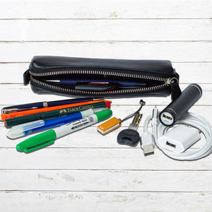 DiLoro Pen & Pencil Case: YKK zippered pencil, pen case made from top quality, full grain nappa leather. Ideal for when you travel to keep your favorite pen, pencils, fountain pen, calligraphy pens, gel pens, stylus pen together.