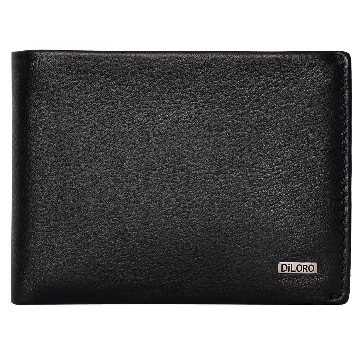 European Style Mens Leather Wallet with Coin Compartment Midnight Black - Front View