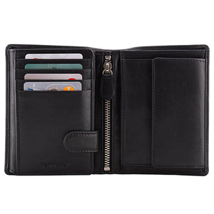Men's Large Leather Wallet RFID Vertical 2.0 Black - Half Open