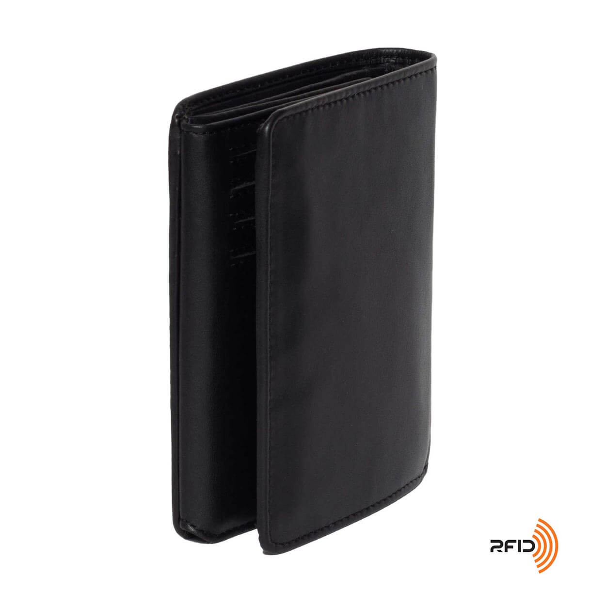Men's Large Leather Wallet RFID Vertical 2.0 Black - Back Side View