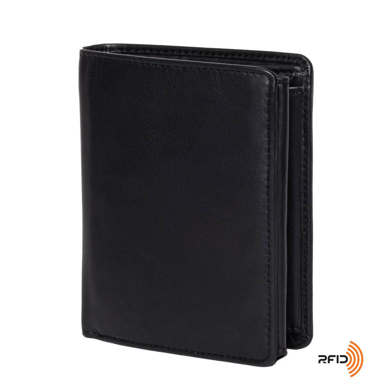 Men's Large Leather Wallet RFID Vertical 2.0 Black - Front Side View