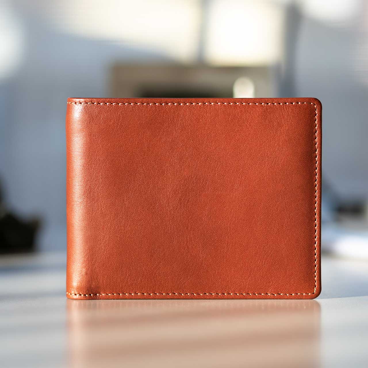 orange leather wallet