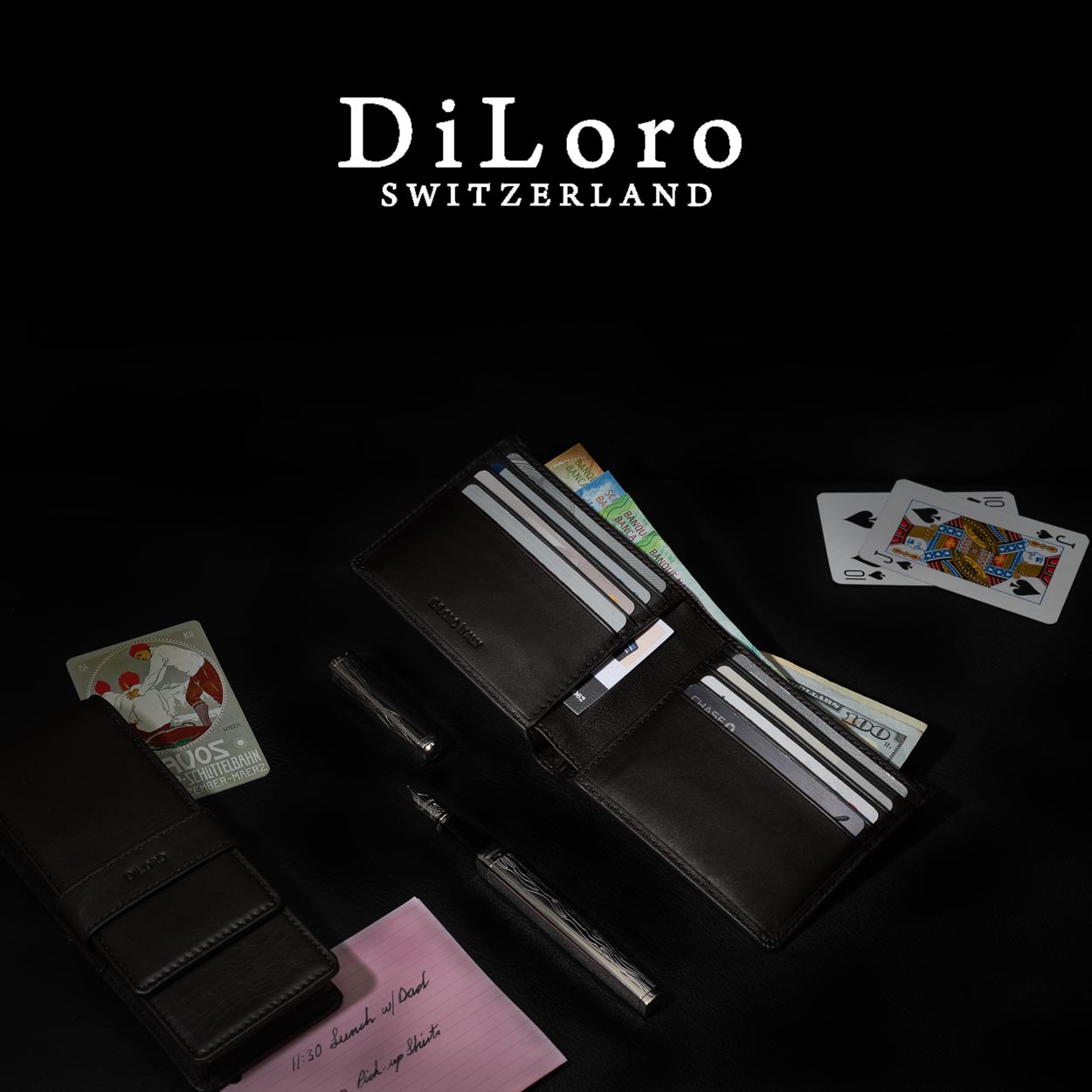 Wallet by DiLoro Italy Genuine Leather Slim Bifold Men's Wallet with RFID Blocking Technology in Dark Brown