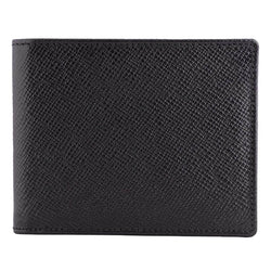 DiLoro Men's Saffiano Style Slim Bifold Leather Wallet in Firenze Black - Front View