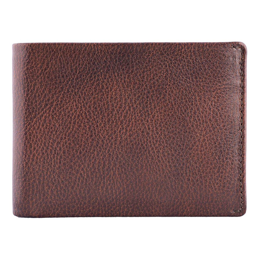 DiLoro Men's Slim Bifold Saffiano Leather Wallet 2 ID Windows Gemini