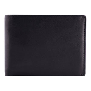 A double-sided ID window bifold wallet made from genuine Napa leather with RFID blocking technology.