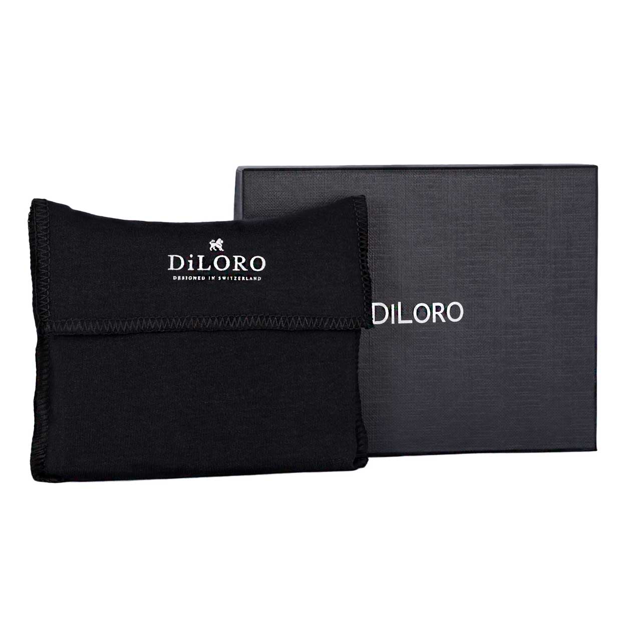 DiLoro Italy Men's Leather Wallet RFID Blocking Genuine Full Grain, Vegetable Tanned Leather, Bifold Flip Coin Wallet, Dark Hunter Brown - DIloro Gift Box and Dust Bag