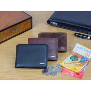 Compact Mens Leather Wallet with Coin Compartment - Various Colors