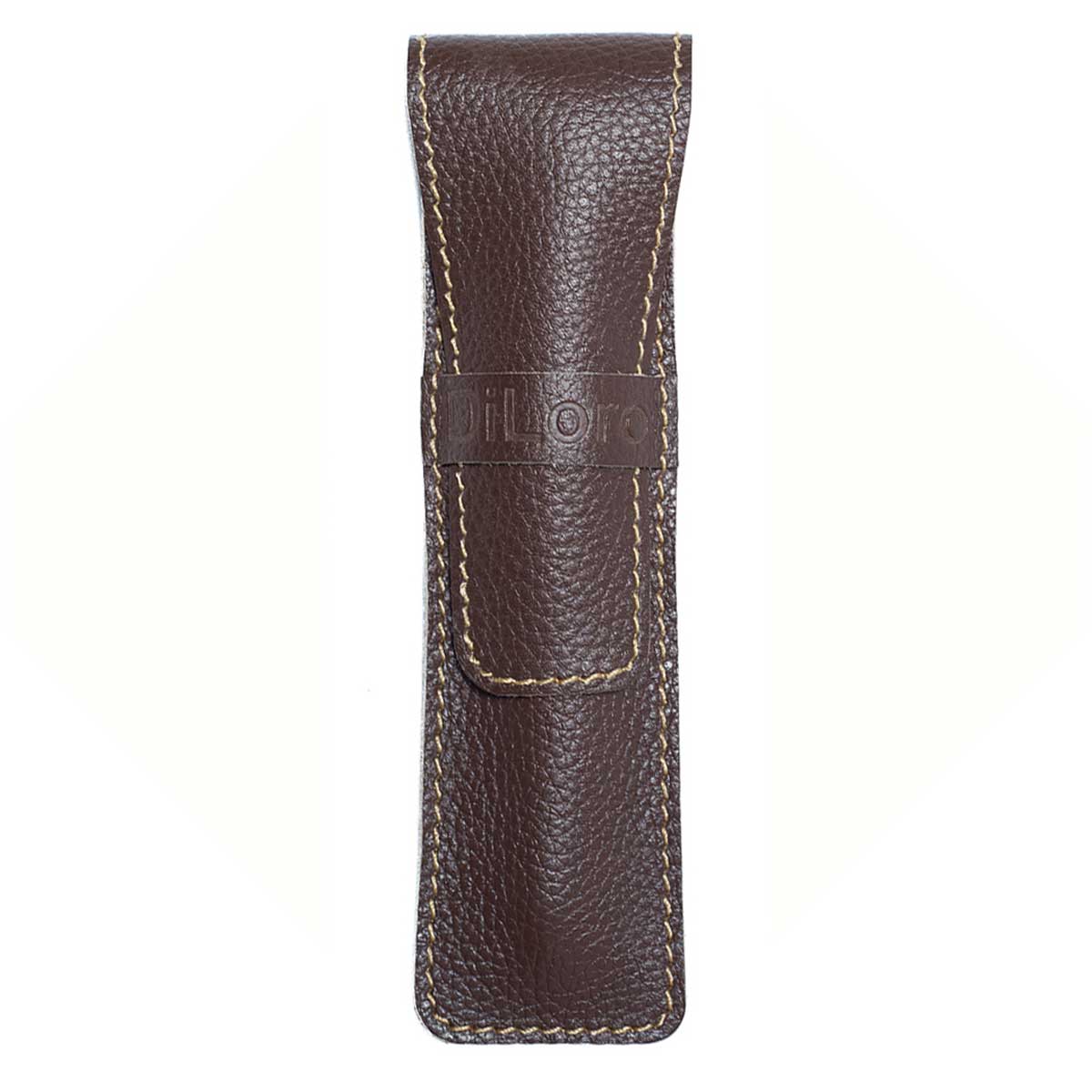 DiLoro Single Leather Pen Holder in Chocolate Brown Full Grain Leather