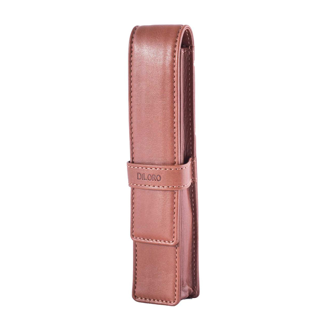 DiLoro Single Leather Pen Pencil Holder | One Pen Bugatti Tan