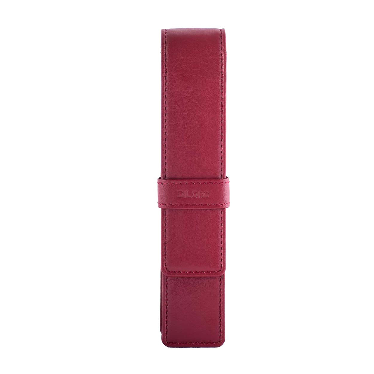 DiLoro Single Leather Pen Pencil Holder One Pen Venetian Red - Front