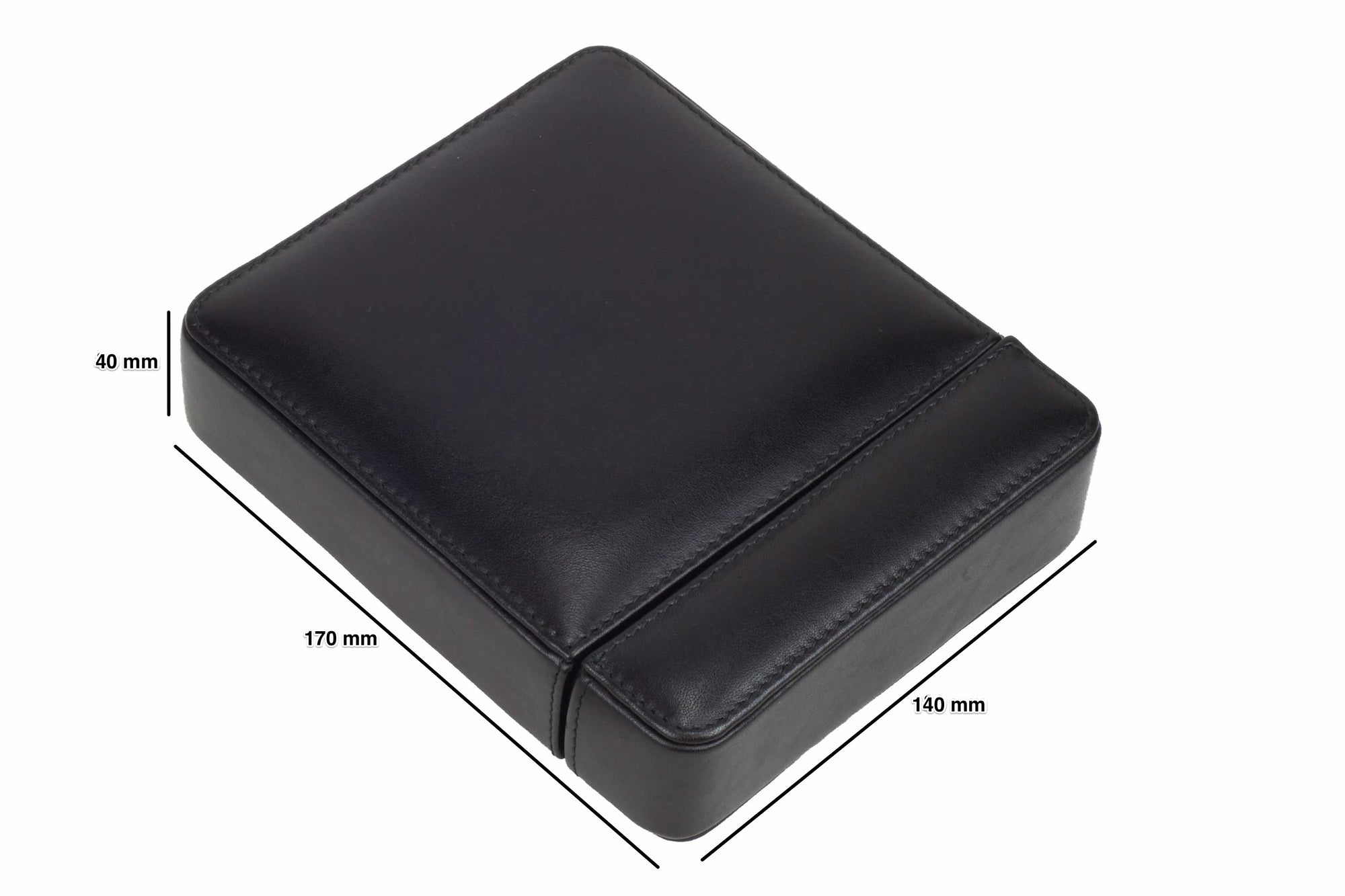 DiLoro Italian Leather Double Travel Watch Box Case Holder in Black - Dimensions