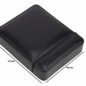 DiLoro Italian Leather Double Travel Watch Box Case Holder in Black - Dimensions