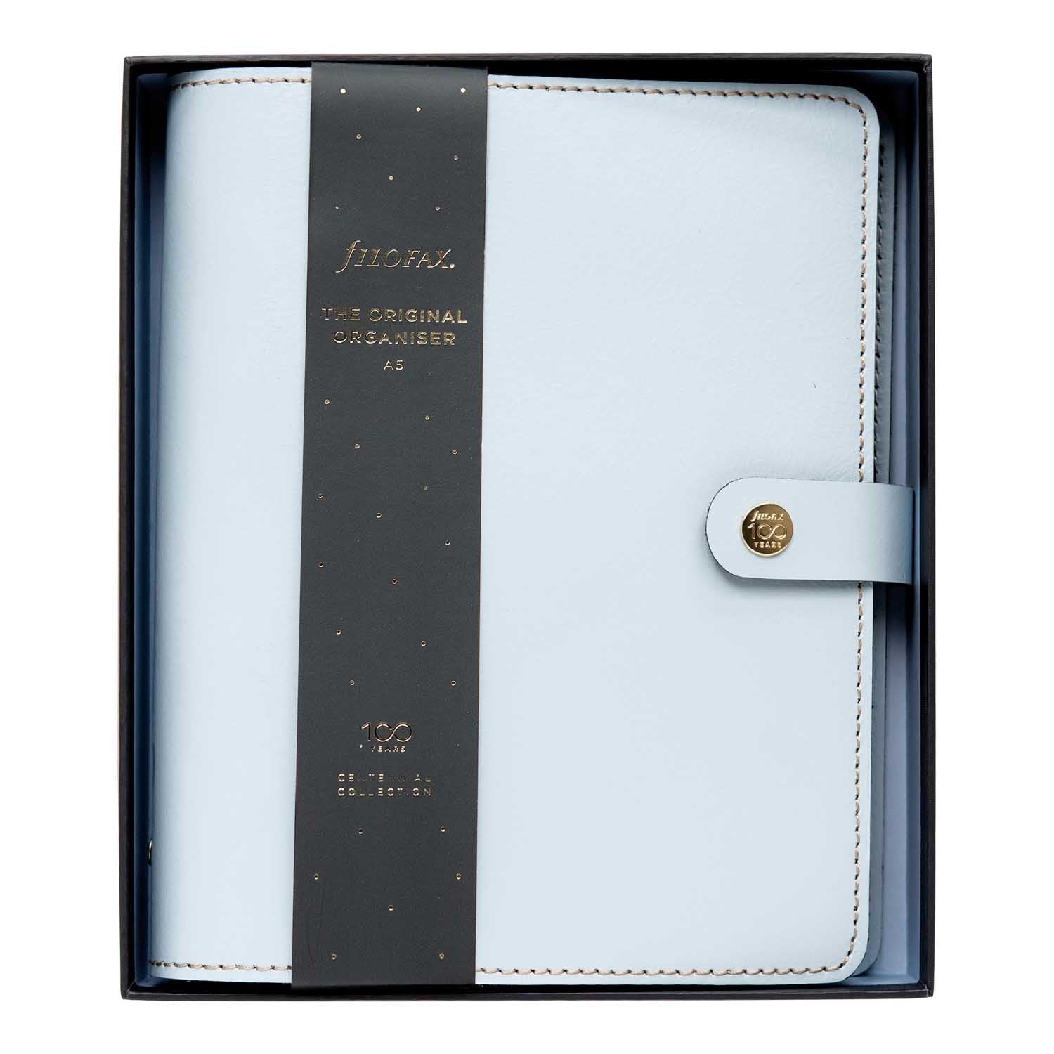 Filofax Centennial Limited Edition The Original A5 Leather Organizer Sky Blue Gift Box