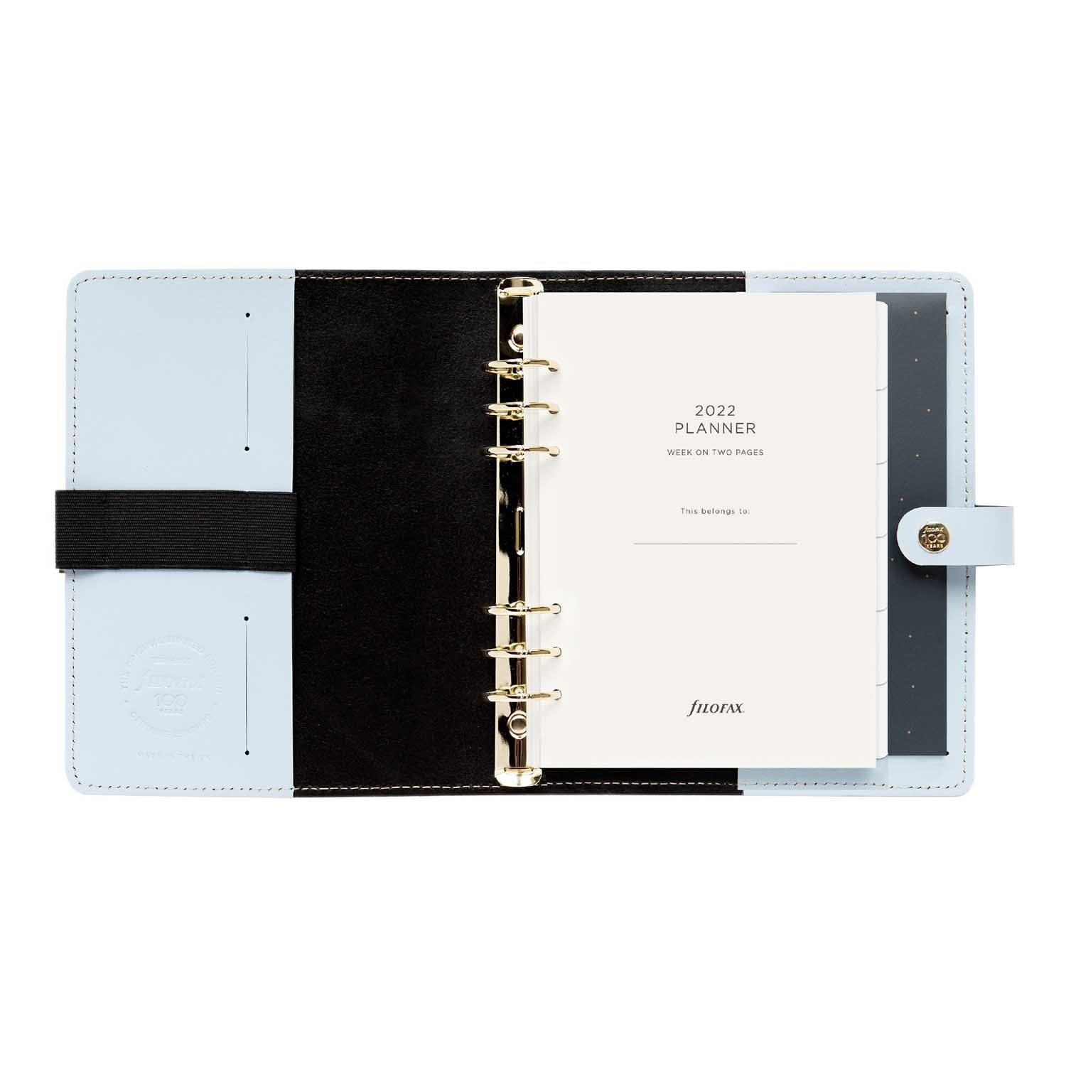 Filofax Centennial Limited Edition The Original A5 Leather Organizer Sky Blue Front Open