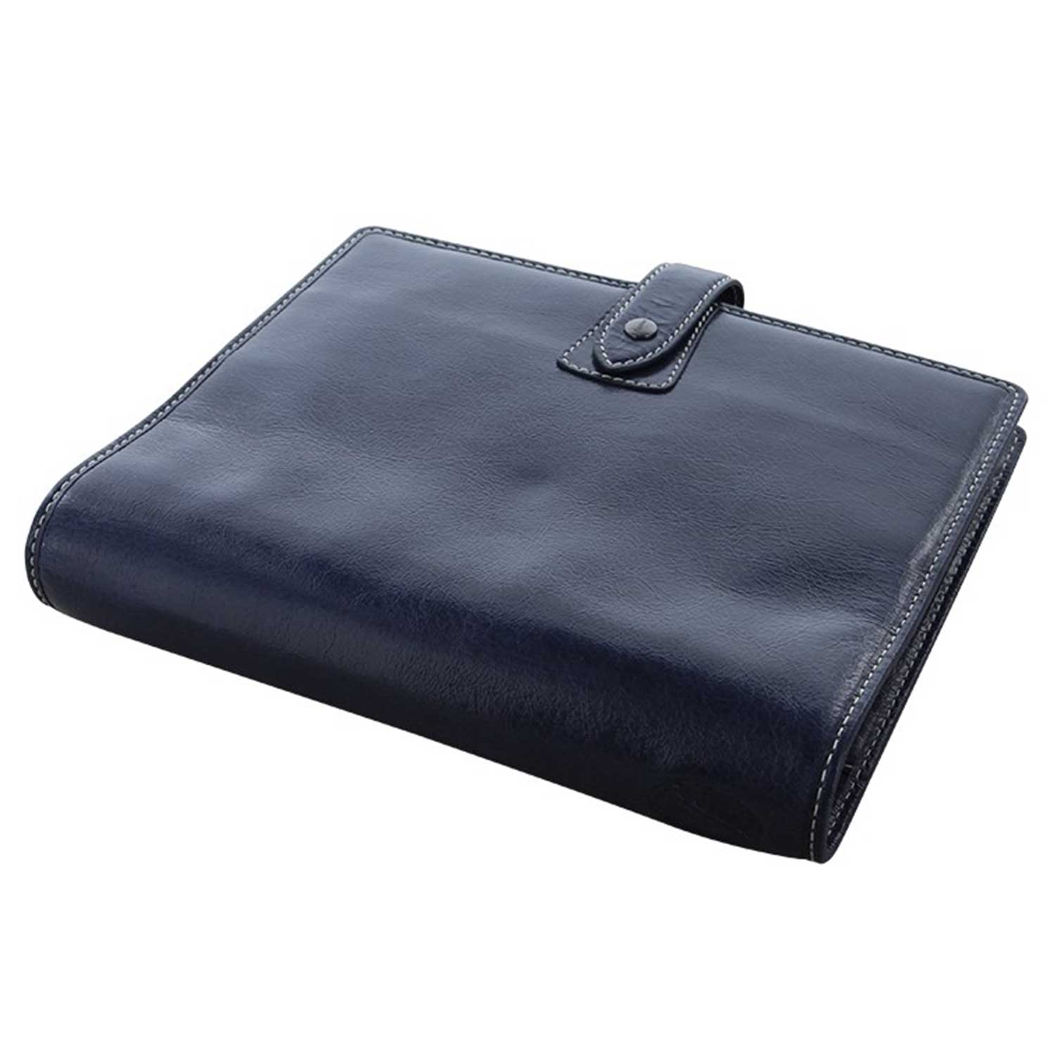 Filofax Malden A5 Navy Leather Organizer Agenda Calendar Side View