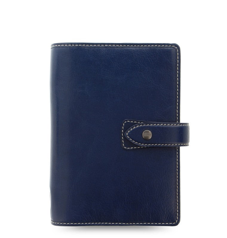 Filofax Malden Personal Navy Blue Leather Organizer Agenda Calendar with Pen