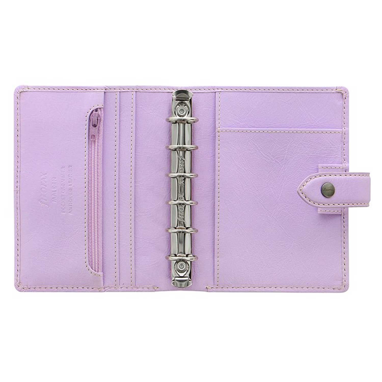 Filofax Malden Pocket Leather Organizer Agenda Calendar Orchid - Open