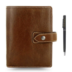 Filofax Malden Pocket Ochre Leather Organizer Agenda Calendar with DiLoro Pen