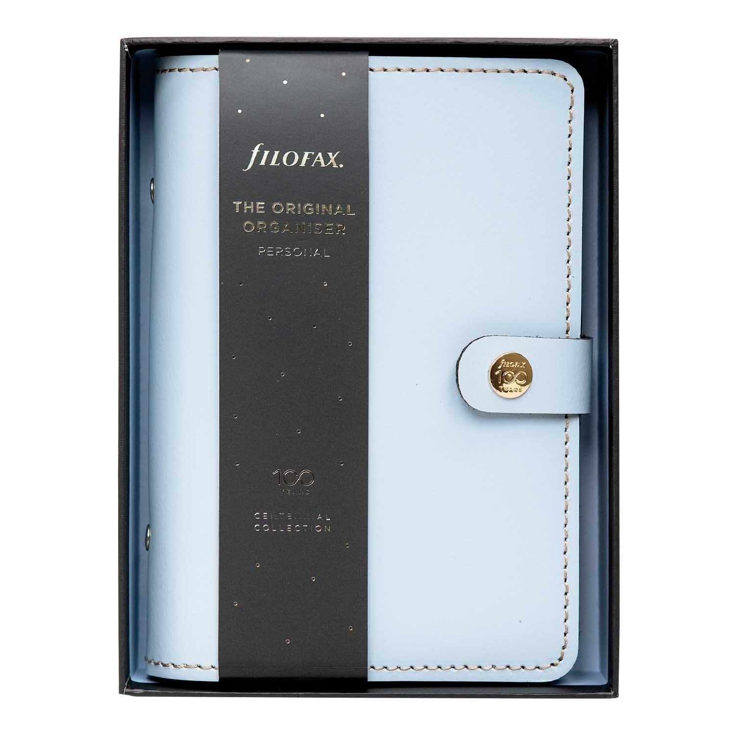 Filofax Limited Edition 2022 Centennial Personal Size Original Genuine Leather Organizer Sky Blue in Gift Box