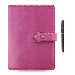 Filofax Malden Personal Fuchsia Leather Organizer Agenda Calendar with DiLoro Ballpoint Pen