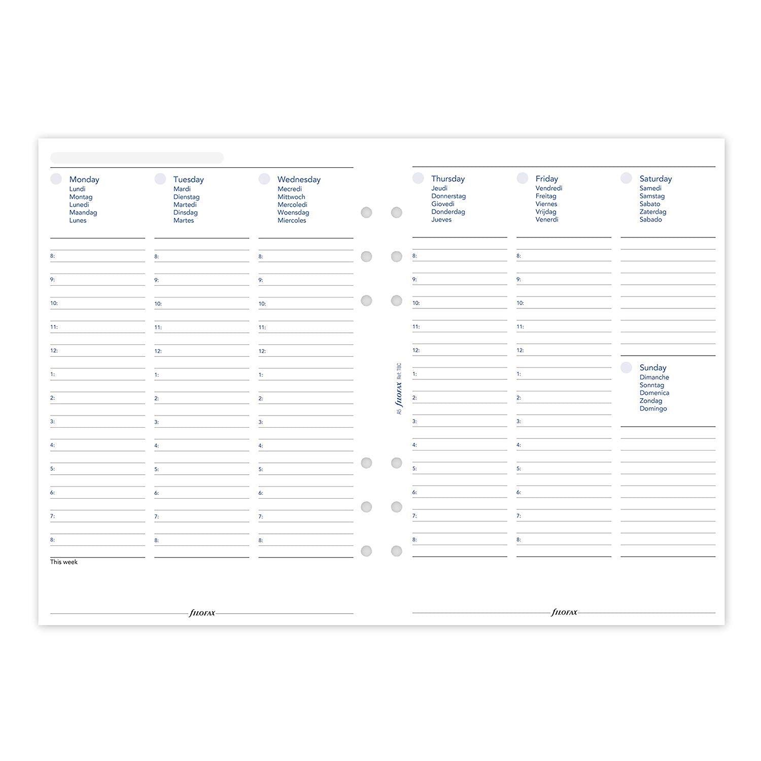 Filofax A5 The Original Stone Leather Organizer Planner Agenda - Calendar View