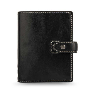 Filofax Malden Pocket Black Leather Organizer Agenda Calendar - Front