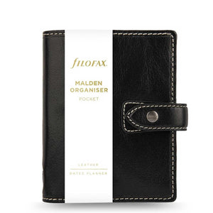 Filofax Malden Pocket Black Leather Organizer Agenda Calendar - Front Cover
